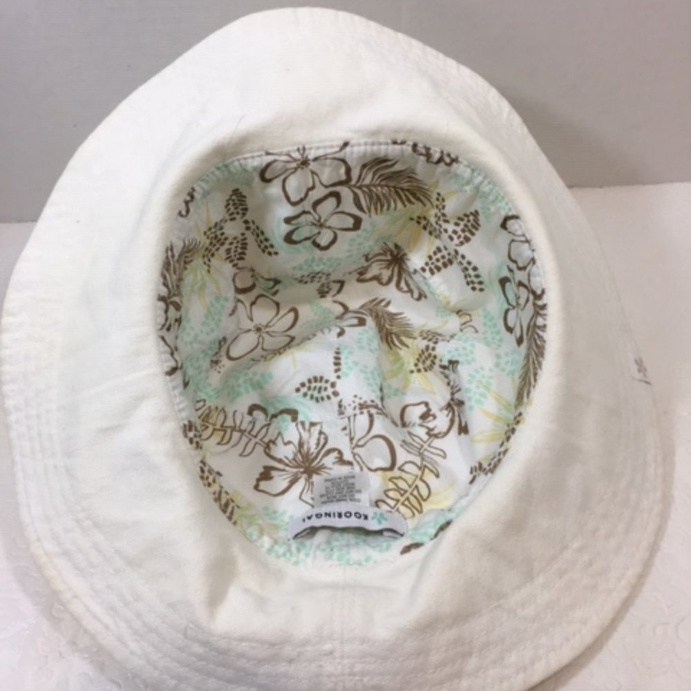 Kooringal Cotton Sun Collapsible Travel Hat White w/Floral Band - Picture 8 of 14